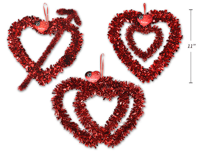 Tinsel Heart Wreath Hanging Decorations