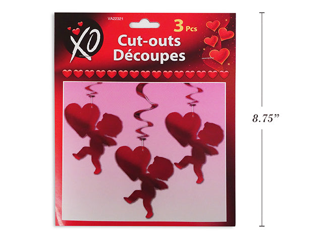 Valentines Die Cut Cupid Hanging Foil Swirl Decoration