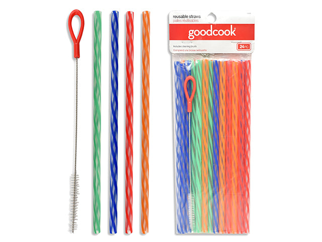 Carton of 6 Reusable Plastic Straws 24 Pack