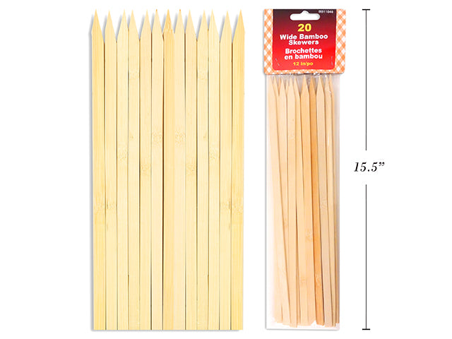 Carton of 24 Bamboo Flat Wide Grill Skewers