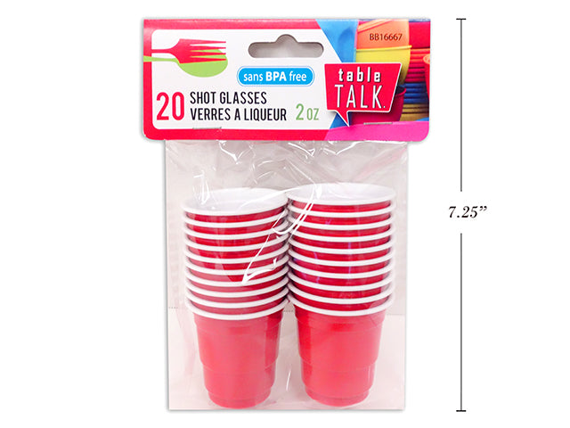 Carton of 24 Disposable Beer Cup Shot Glasses Red 20 Pack