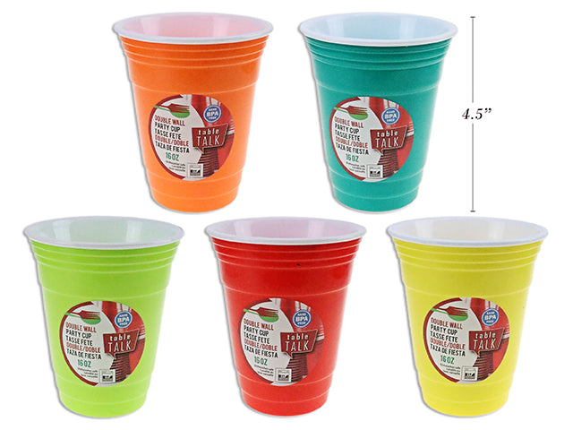 Carton of 24 Double Wall Neon Party Cup