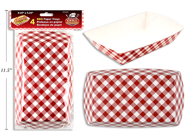 Carton of 24 Gingham Bbq Paper Trays