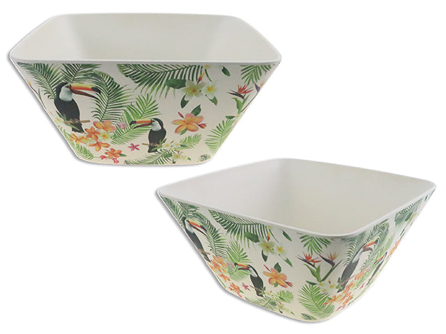 Carton of 12 9.57In(L) Bamboo Fiber Toucan Square Serving Bowl. 4.65In(H).