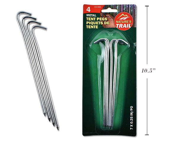 Carton of 24 Metal Tent Pegs 4 Pack