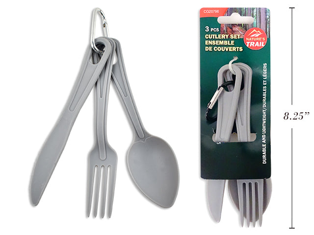 Carton of 24 Camping Cutlery Set With Carabiner