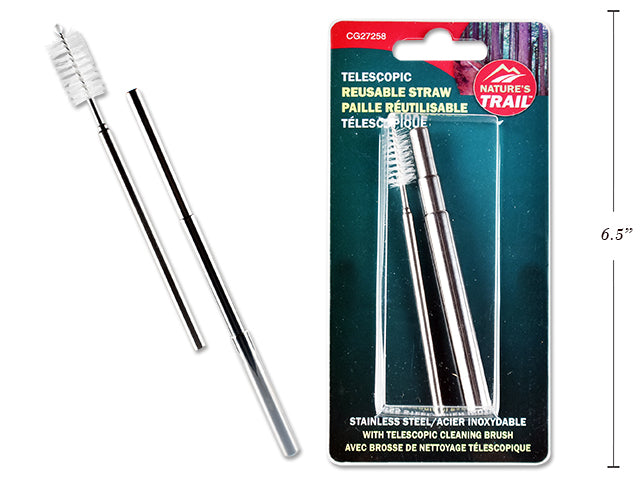 Carton of 24 Telescopic Stainless Steel Reusable Straw