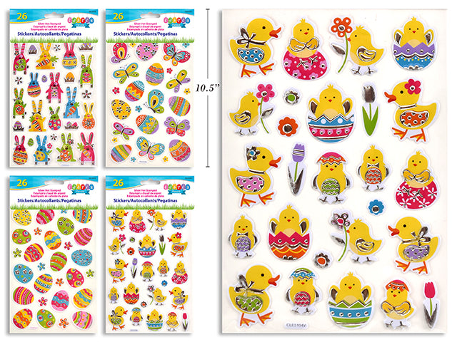 Carton of 24 Easter Silver Hot Stamped Stickers 26 Stickers