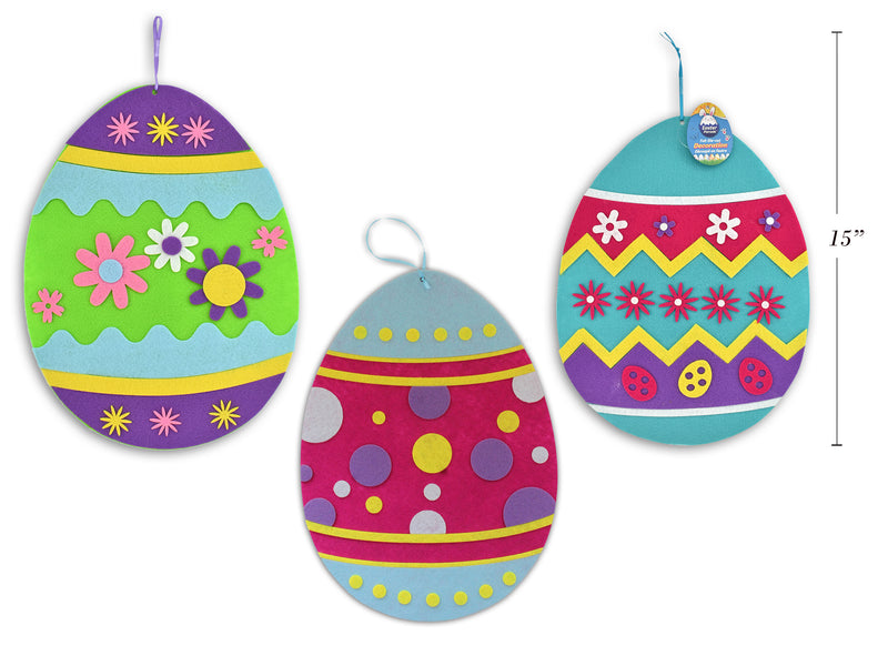 Carton of 24 Easter Felt Hanging 3D Egg Decoration