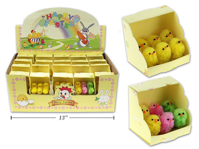 Carton of 40 Easter Mini Chenille Chick In Display 6 Pack