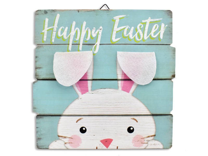 Carton of 12 Easter Bunny Hanging Plaque With Folding Felt Ear