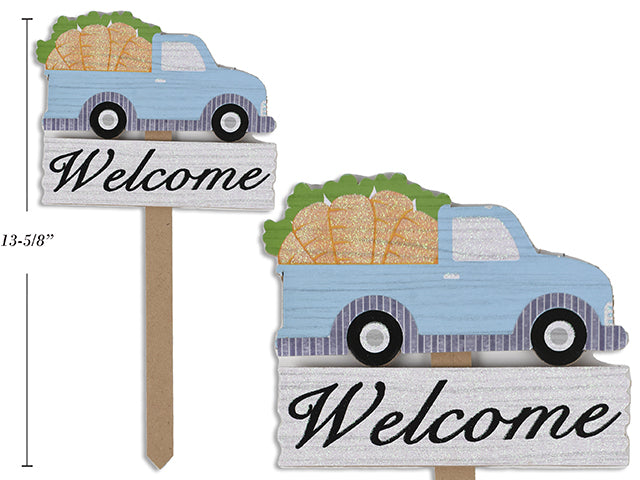 Carton of 24 Easter Glitter Truck Welcome Outdoor Stake