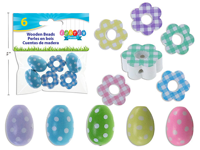 Carton of 12 Easter Eggs And Flower Wooden Beads