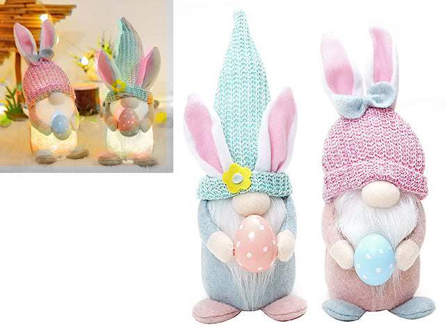 Carton of 12 Easter Plush Gnome With Bunny Ears Holding Egg