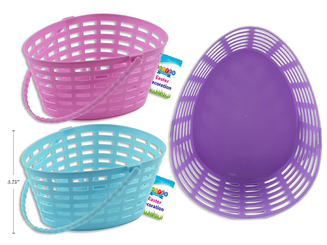 Carton of 24 Easter Egg Shaped Plastic Woven Basket