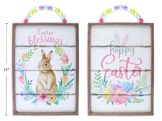 Carton of 12 Easter Hanging Plaque With Beaded Handle