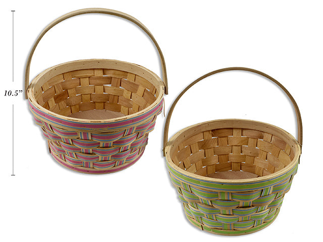 Carton of 24 Easter Wooden 2 Tone Printed Easter Basket