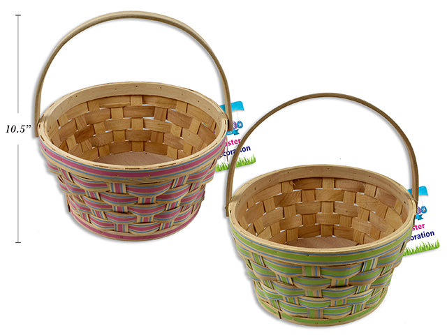 Carton of 24 Easter Wooden 2 Tone Printed Easter Basket