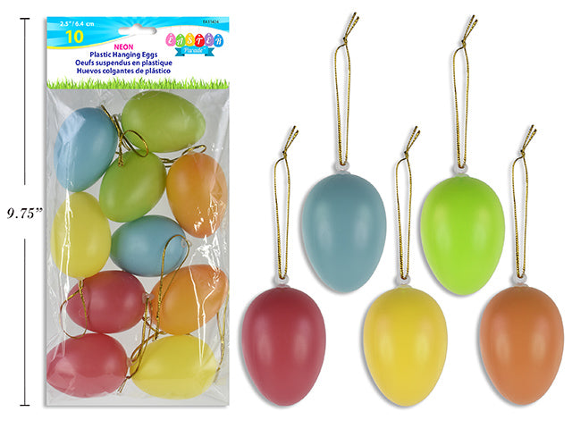 Carton of 24 Easter Neon Plastic Egg Hanging Decoration