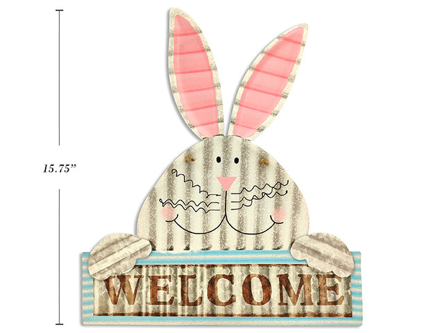 Carton of 12 Easter Washboard Bunny Hanging Welcome Plaque