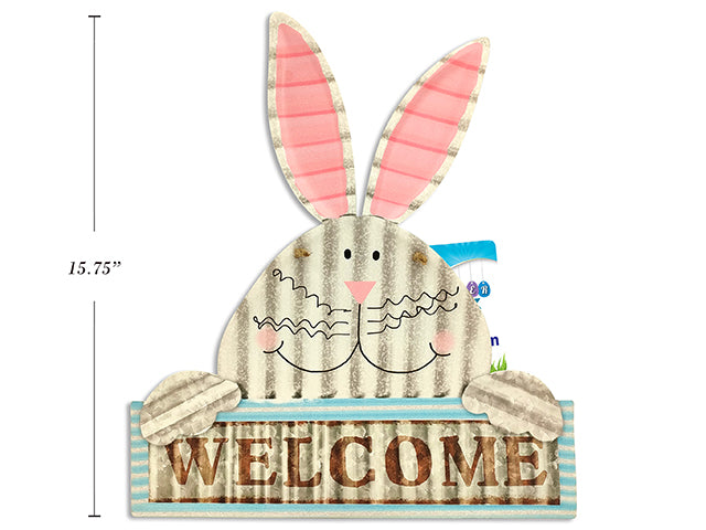 Carton of 12 Easter Washboard Bunny Hanging Welcome Plaque