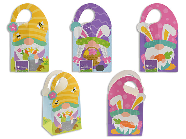 Carton of 24 3Pk Easter Gnome Matte Giftbag. 4.75In(W) X 8.5In(H) X 3.5In (Gusset).