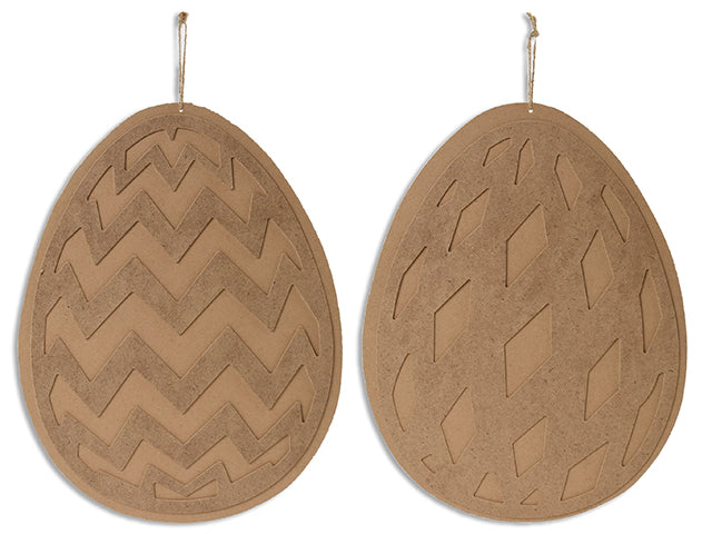 Carton of 24 15.5In(H) Decor Your Own 2-Layered Easter Egg Mdf Plaque W/Jute Hanger. 2 Asst. Cht.