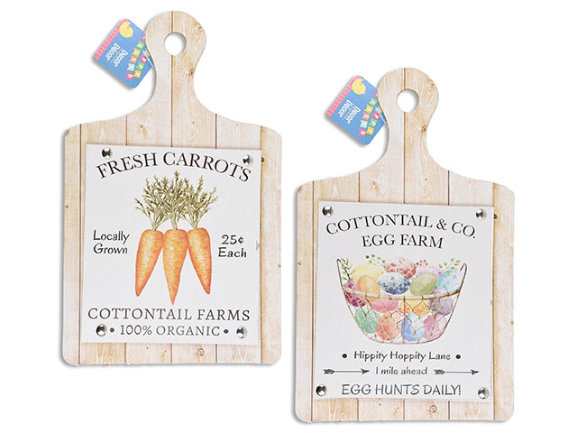 Carton of 24 13In X 8-1/8In Easter Mdf Cutting Board Plaque. 2 Asst.Styles. Cht.