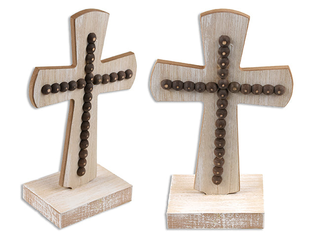 Carton of 12 11.5In X 7In Mdf Beaded Cross Tabletop Decor. Col.Label.