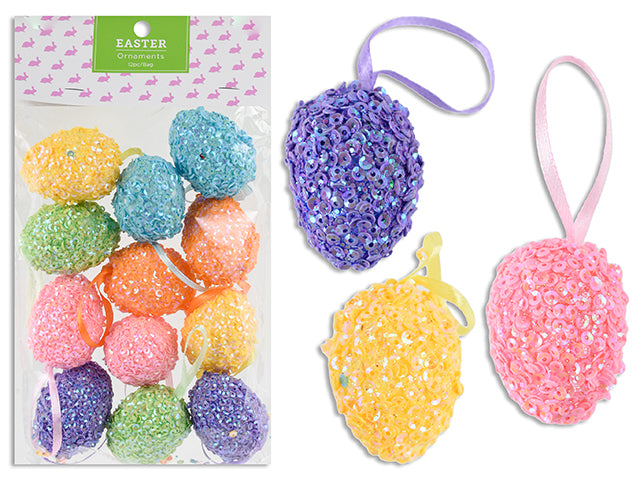 Carton of 24 12Pk Confetti Hanging Easter Eggs W/Ribbon Hanger. 6 Asst.Cols/Pack. Pbh.