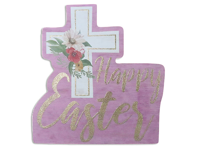 Carton of 12 7-7/8In Easter Cross W/Foil Mdf Tabletop Decor.