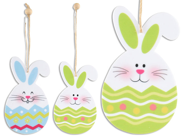 Carton of 24 4In X 2-3/8In Easter Bunny Hanging Acrylic Decoration. 2 Asst.Styles. Cht.