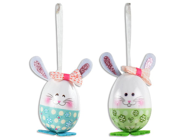 Carton of 24 4In X 2In Easter Foam Egg Bunny W/Felt Feet Hanging Decoration. 2 Asst.Styles. Cht.