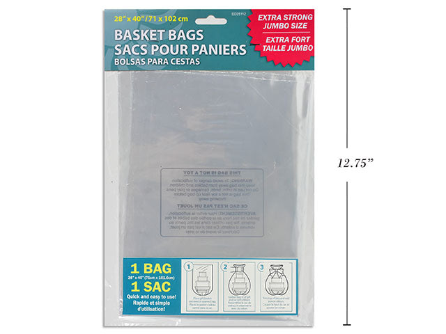 Carton of 36 Jumbo Size Clear Bag A Basket