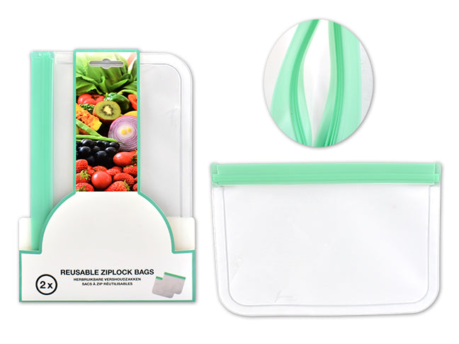 Carton of 24 Reusable Zipper Food Storage Bag Medium