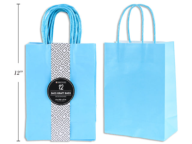 Carton of 5 Small Kraft Gift Light Blue Bag 15X21X8Cm 12Pc/Pkg