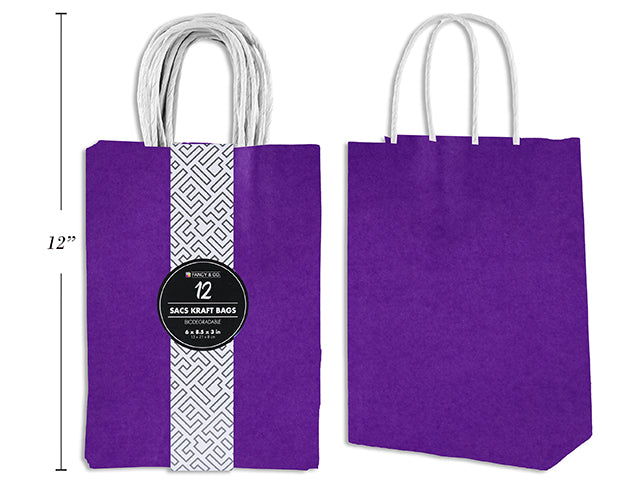 Carton of 5 Small Purple Kraft Gift Purple Bag 15X21X8Cm 12Pc