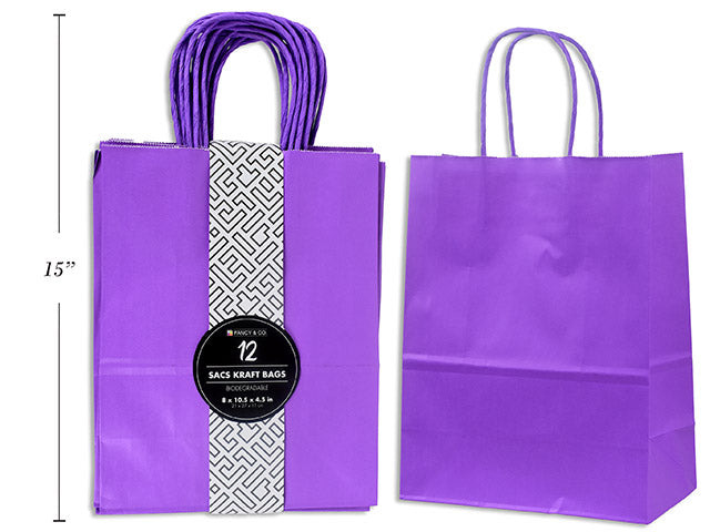 Carton of 5 Medium Kraft Gift Purple Bag 21X27X11Cm 12Pc/Pkg