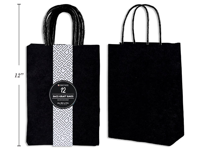 Carton of 5 Small Kraft Gift Black Bag 15X21X8Cm 12Pc/Pkg