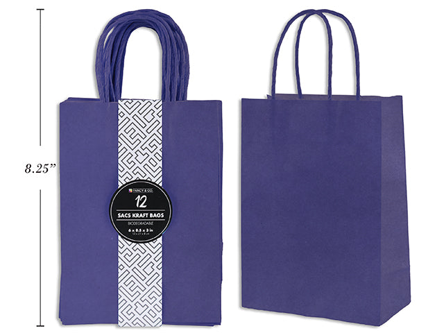 Carton of 5 Small Kraft Gift Navy Blue Bag15X21X8Cm 12Pc/Pkg