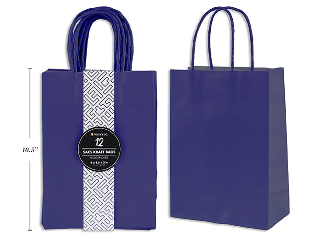 Carton of 5 Medium Kraft Gift Navy Blue Bag 21X27X11Cm 12Pc/Pkg