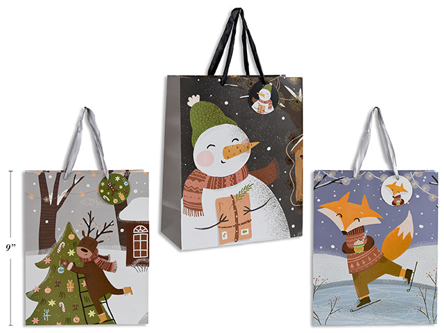 Carton of 12 Medium UV Christmas motif bag, 3 ass. 210gsm 18*23*10cm