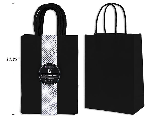 Carton of 5 Medium Kraft Gift Black Bag 21X27X11Cm 12Pc/Pkg