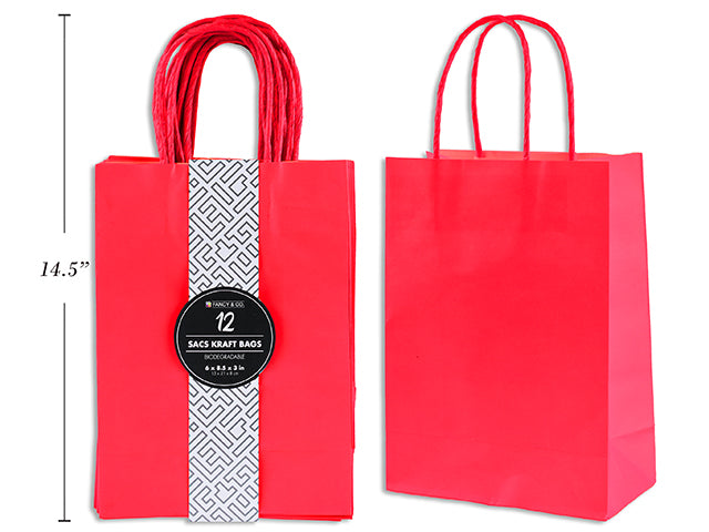 Carton of 5 Medium Kraft Gift Red Bag 21X27X11Cm 12Pc/Pkg