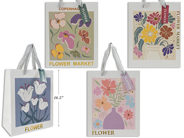 Carton of 12 Floral Gift Bags Large 32X42X11.5Cm 4 Asst 210 Gsm