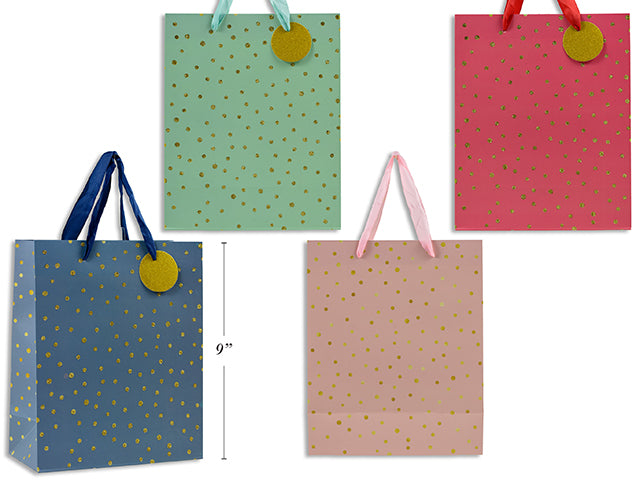 Carton of 12 Polka Dots Gift Bags Small 18X23X10Cm 4 Asst 210 Gsm