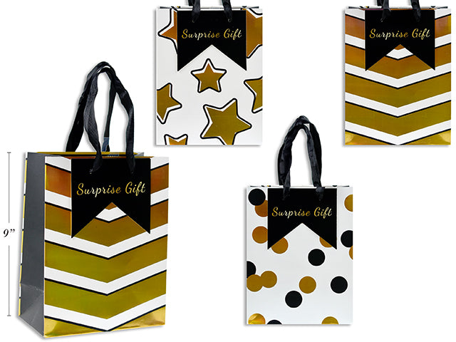 Carton of 12 Golden Series Gift Bags S 12.5X34.5X10Cm 4 Asst 210 Gsm