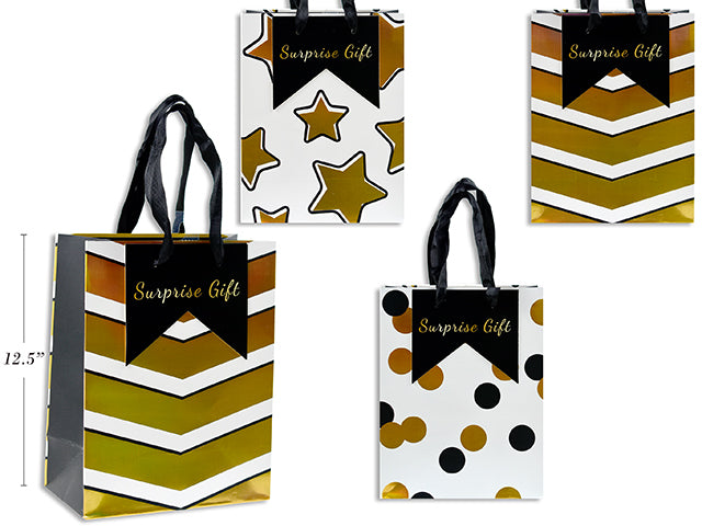 Carton of 12 Golden Series Gift Bags M 26X32X12.5Cm 4 Asst 210 Gsm