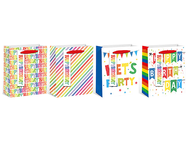 Carton of 12 Let'S Party Gift Bags L 32X42X11.5Cm 4 Asst 210 Gsm