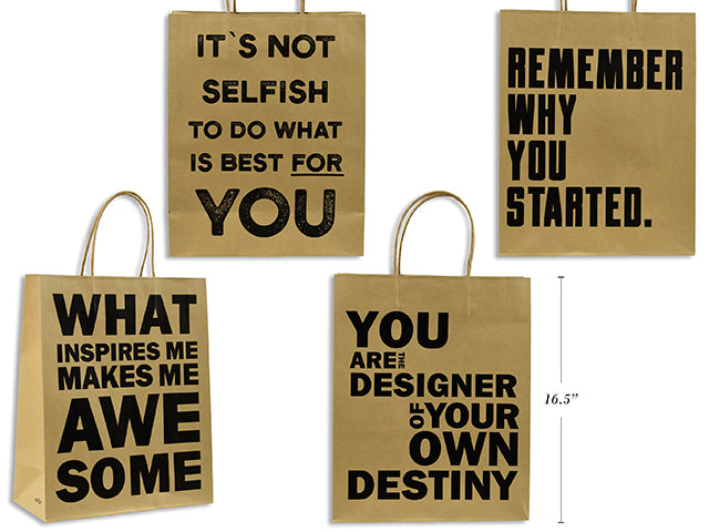 Carton of 12 Motivational Series Gift Bags L 32X42X11Cm 4 Asst 130 Gsm